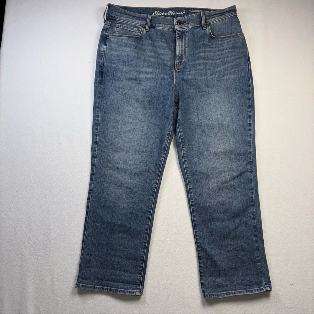 Eddie Bauer Women's Jeans Slightly Curvy Straight Cropped 16 Medium Wash